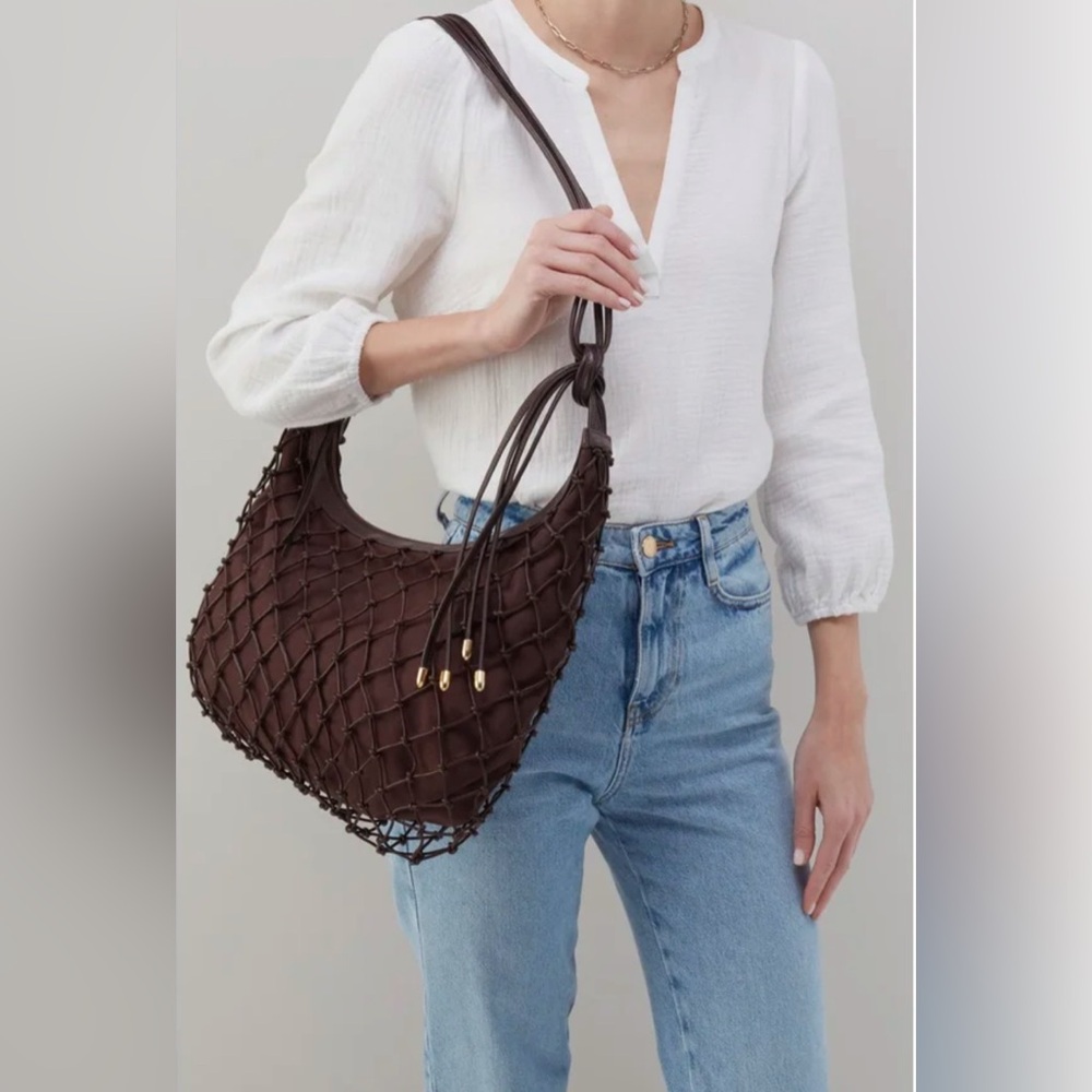 HOBO Kira Chocolate Woven Shoulder Bag - Picture 5 of 12